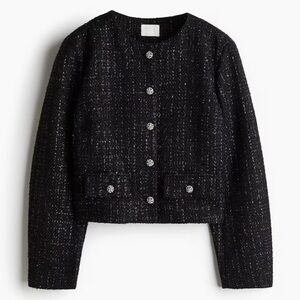 EUC H&M Tweed Cropped Blazer with Stone buttons